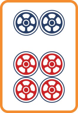 Mahjong fayans tek öge simgesi altı parça