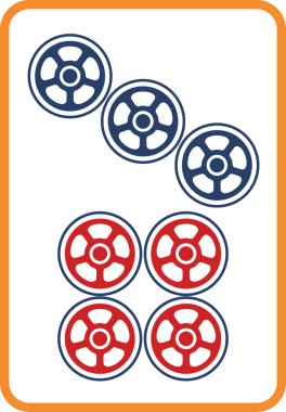 Mahjong fayans tek parça simge yedi tüp