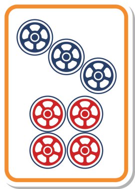 Mahjong fayans tek parça simge yedi tüp