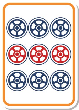 Mahjong fayans tek simge 9 tüp