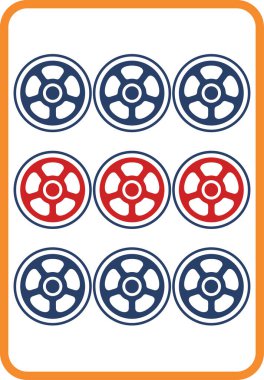 Mahjong fayans tek simge 9 tüp