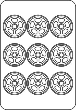Mahjong fayans tek simge 9 tüp