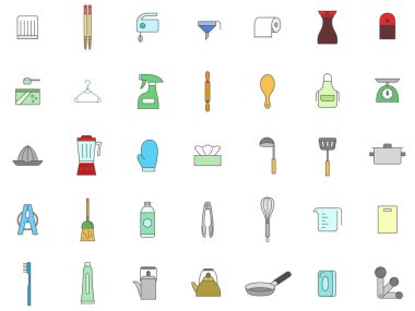 Günlük ihtiyaçların renk illüstrasyon simgesi