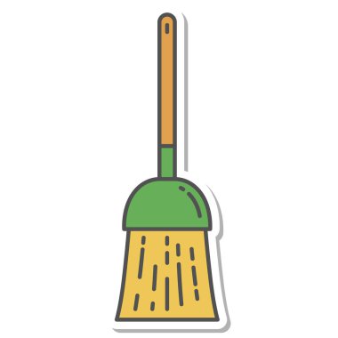 Günlük ihtiyaçlar süpürgesinin tek öğe resimleme simgeleri