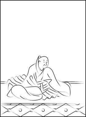 Rahip 'in fırçayla yazılmış Hyakunin Isshu' su. Keikei