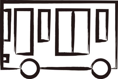 Fırça ile yazılmış araç simgesi bus simgesi