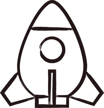 Fırça ile yazılmış araç simgesi uzay roketi