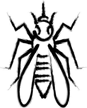 Fırça ile yazılmış mini böcek resimleme simgesi sivrisinek