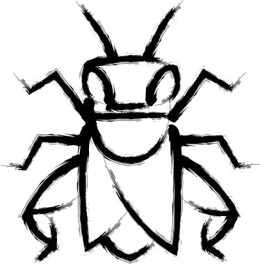 Fırça ile yazılmış mini böcek resimleme simgesi çekirgesi