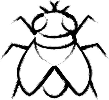 Fırça ile yazılmış mini böcek resimleme simgesi sineği