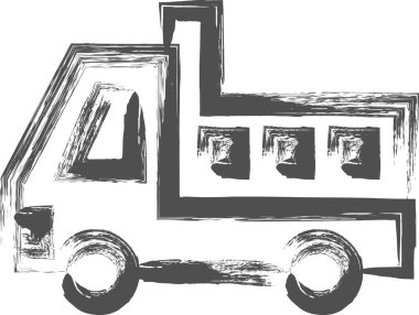 Araçla ilgili tek fırça çizimi damperli kamyon