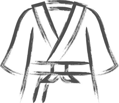 Sports-related brush-drawn single illustration Judo uniform clipart