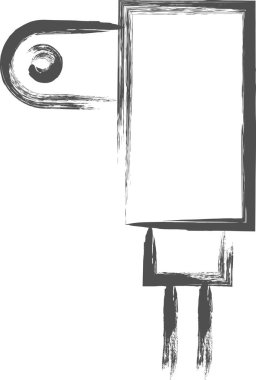 Ev aletleri ile ilgili fırçayla çizilmiş tek öge çizimleri: Kablolar