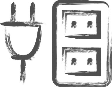 Ev aletleri ile ilgili fırçayla çizilmiş tek öge çizimleri: Outlet eklentileri