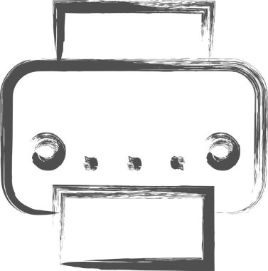 Ev aletleri, yazdırma makineleri ile ilgili fırçayla çizilmiş tek çizimler