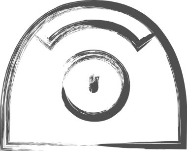 Ev aletleri ile ilgili fırçayla çizilmiş tek bir resim. Alarm saati