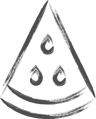 Sebze fırçası çizilmiş tek bir resim karpuz kesiti