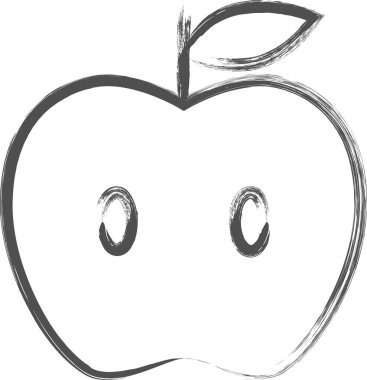 Meyve fırçası çizilmiş tek çizim elma kesiti