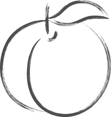 Meyve fırçası çizilmiş tek resimli şeftali