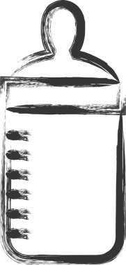 Çocuk bakımıyla ilgili fırçayla çizilmiş tek bir resim şişesi.