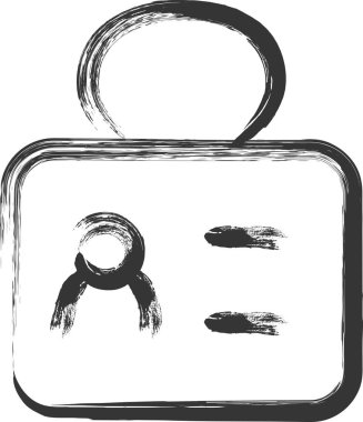 İşle ilgili fırçayla çizilmiş tek öge resimli isim plakası