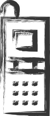 İşle ilgili fırça darbesi tek öge illüstrasyon cep telefonu