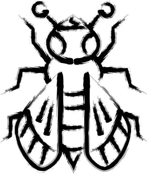 Fırça ile yazılmış mini böcek çizim simgesi arısı