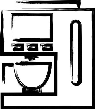 Fırçayla çizilmiş ev aletleri illüstrasyon kahve makinesi