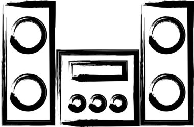 Fırçayla çizilmiş ev aletleri illüstrasyon stereosu