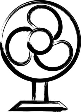 Fırçayla çizilmiş ev aletleri illüstrasyon elektrikli yelpaze