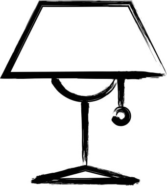 Fırçayla çizilmiş ev aletleri illüstrasyon masa lambası