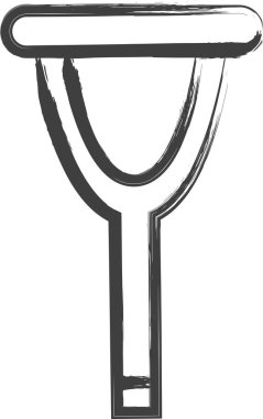 Fırçayla çizilmiş tıbbi kaynaklı tek bir nesne çizimi koltuk değnekleri