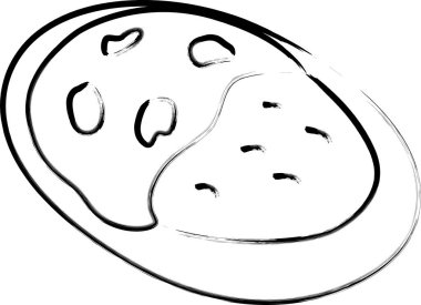 Fırçayla çizilmiş tek kişilik yemek resimli köri.