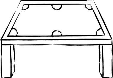 Fırçayla çizilmiş spor aletleri illüstrasyon bilardo masası