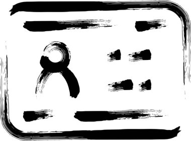 Fırça ile yazılmış iş simgesi kimlik kartı