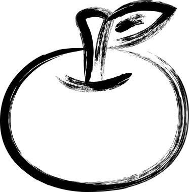 Meyve fırçası çizilmiş tek simge elma