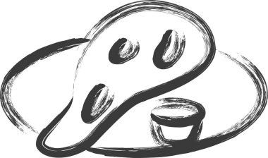 Mini-mini fırça ile yazılmış yiyecek ve içecek çizimi naan