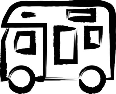 Fırça yazılı araç simgesi illüstrasyon kampçısı