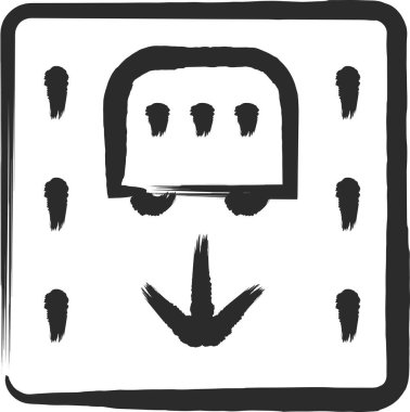 Bir mini işaretin fırçayla çizilmiş tek bir çizimi: Yol otobüsleri için öncelikli trafik bölgesi, vb..