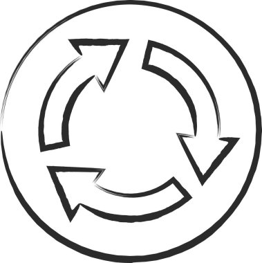 Basit bir işaretin tek fırça çizimi - Dairesel bir kavşakta saat yönünde trafik