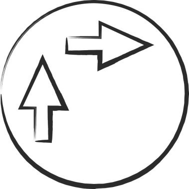 Basit bir işaretin tek fırça çizimi: Genel motorlu bisikletler için sağa dönüş yöntemi (iki adım)