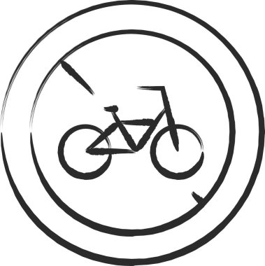 Basit bir işaretin tek fırça çizimi - Özel küçük motosikletler / bisikletler trafiğe kapalıdır