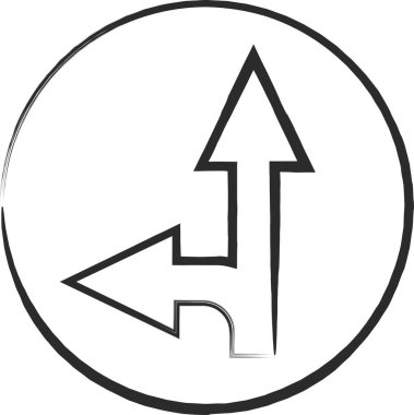 İşaretin basit fırçayla çizilmiş tek bir çizimi: Belirlenen yön dışında herhangi bir yönde ilerlemesi yasaktır