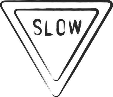 Basit bir işaretin tek fırça çizimi - Yavaşla - Öncelikli yol ileride