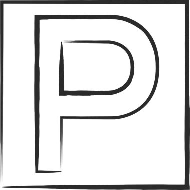 Basit bir park işaretinin tek fırça çizimi