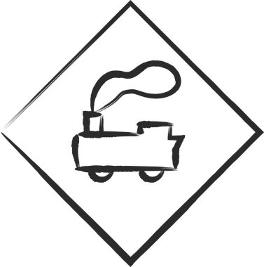 Demiryolu geçidi ile basit bir tabelanın tek fırça çizimi