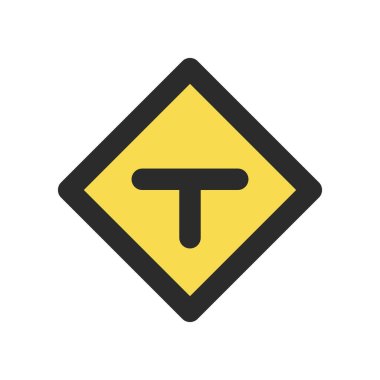 T şeklindeki yol kesişiminde mini işaretin tek renk çizimi