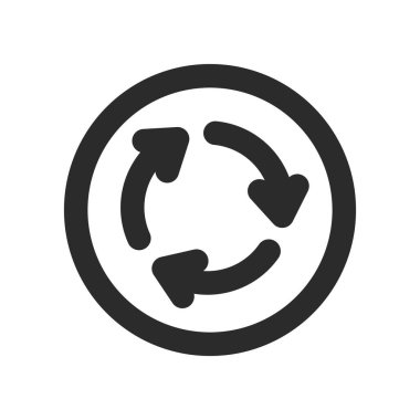 Mini işaretin tek çizgi çizimi: Dairesel bir kavşakta saat yönünde trafik