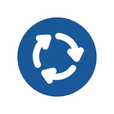 Mini işaretin tek renk çizimi: Dairesel bir kavşakta saat yönünde trafik