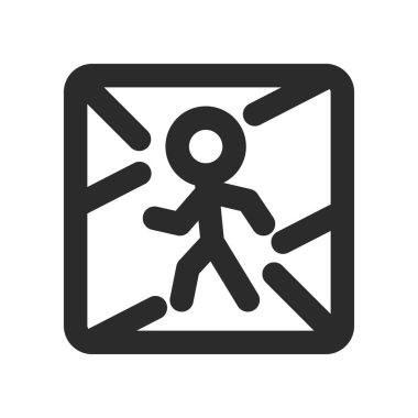 Mini işaretli yayaların tek çizgi çizimi, vesaire. Sınırı geçmeleri yasaktır.